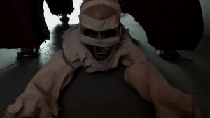 Motion-Activated Crawling Mummy Halloween Prop with Glowing Red Eyes Horror Sounds for Haunted House Porch Party Decoration
