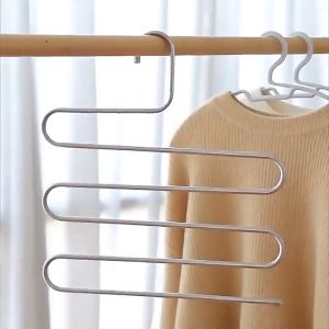 [เเขวนได้5ตัว] ไม้แขวนกางเกง ไม้แขวนเหล็ก รูปตัวS ที่แขวนกางเกงกระโปรงไซต์ใหญ่ รุ่นประหยัดพื้นที่ G2988