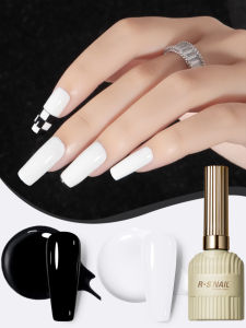 RSNAIL 10g Sơn Móng Tay Dạng Gel Tự San Phẳng Màu Đen Trắng UV LED Varnish Nghệ Thuật Làm Móng Bán Vĩnh Viễn Cho Mọi Mùa