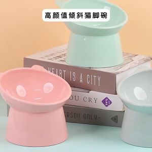 Pet Cat Bowl Neck protecting cat bowl Tilted design food bowl and water bowl Anti Vomiting Kitty Bowls