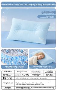 Boyang Home Textile | Antibacterial Low Allergy Childrens Pillow Sleep Comfort Neck Care Washable Non-Itchy