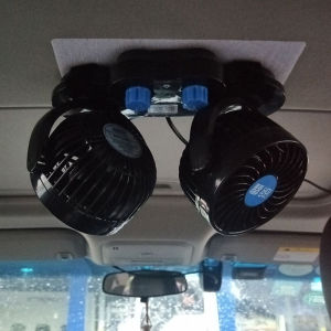Powerful Silent Dual Head Car Fan 12V Interior Use 24V High Wind Truck Bread Loaf Crane Top Strong Quiet Small Electric Fan