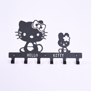 KTแมว Hello Kitty ติดผนังแบบแขวนสีชมพู ตะขอโลหะผสมสำหรับเก็บกุญแจ ตัวต่อตู้การ์ตูน ตกแต่งบ้านสไตล์จีนใหม่