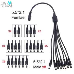 YuXi 5.5x2.1mm Female To 2/3/4/5/6/8 Way Male DC Power Splitter Adapter Cable 5.5x2.1mm Connector Power Cord For CCTV Camera