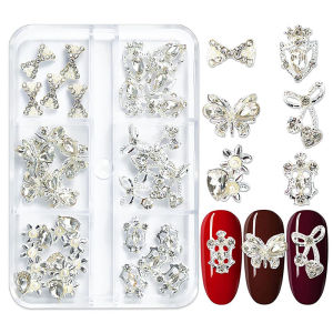 30pc Luxury Alloy Nail Charms Gold Nail Rhinestone Gem Jewels Crystal Diamond Pearl For Nails 3D Nail Art Decoration Accessories