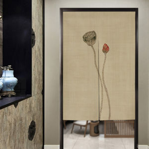 Retro Lotus Minimalist Chinese Style Chinese Style Entrance Curtain Fabric For Home Bedroom Partition Curtain Toilet Covering Hanging Curtain