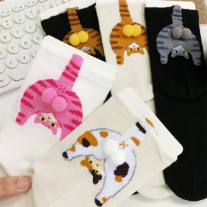 Couple Cat Egg Socks 3D Funny Mid Tube Winter Warm Matching Wear for Lovers Halloween Christmas Gift Cozy Novelty Style