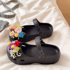 QIAOHUI | Sweet Pearl Flower Mary Jane Thick Heel Sandals