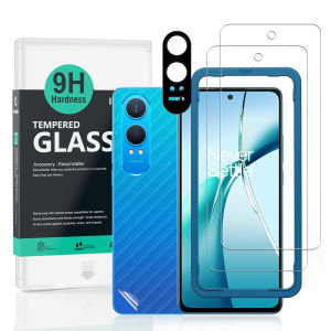 Ibywind For OnePlus Nord CE4 Lite 5G Screen Protector(Pack of 2)with 1pc Metal Lens Protector1pc Carbon Fiber Back FIlmEasy Install Kit
