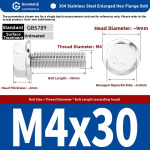GUWANJI | Stainless Steel Anti-slip and Looseness-proof Hex Screw