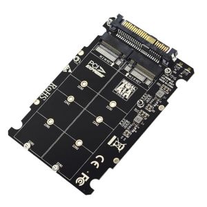 2-in-1 M.2 NVMe SATA SSD to U.2 SFF-8639 Adapter Converter PCIe M.2 Key M/B to U.2 Card for Desktop Computer SSD Expansion