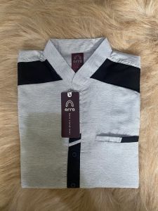 Baju Koko Muslim Pakistan Elegan Pria Dewasa Lengan 3/4 Koko THariq Hitam