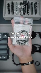 GAWUNG - Set Gelang Pria Hitam Sultan Classic Black Metalik GGSUME