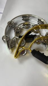 Color & Metallic Colour Tambourine Double Half Moon Shaped Hand Tambourine | Karaoke Performance Party Free Style Dance