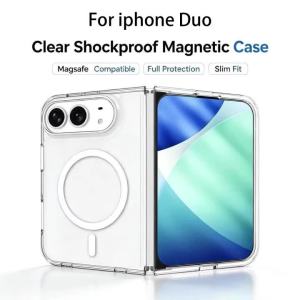szhaiyu | Luxury Clear Magnetic Phone Case For iPhone Duo iPhone 18 Fold For Magsafe Wireless Charging Non-Slip Shockproof Back Cover