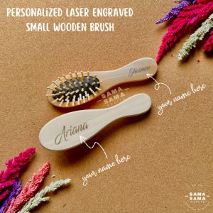 Personalized Laser Engraved Small Wooden Paddle Brush