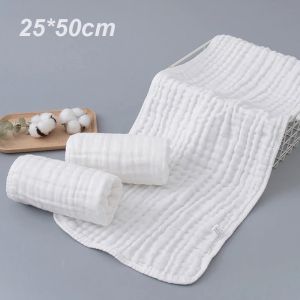 Muslin Newborn Towel Baby Items White 6 Layers Kids Hand Face Towels 100% Cotton Baby Bibs Burp Cloth 1/3Pcs 25*50cm Towel