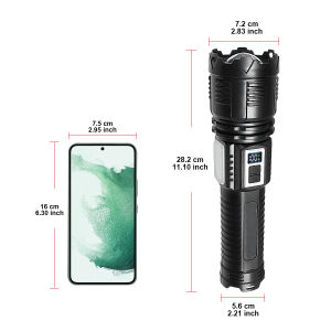 Powerful LED Solar Flashlight 9500000LM Strong Light Rechargeable Flashlights High Power Long Range 4500M Camping Fishing Torch