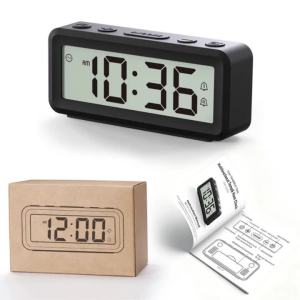 Battery Operated Mini Alarm Clock: Magnetic Cordless Design | Large TEMP Humidity Date Digital Clock for Bedrooms Desks Travel