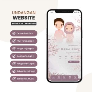 Undangan Digital Pernikahan Website Tema Rustic 03 Tanpa Foto Premium