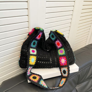 Vintage Rỗng Dệt Túi Đeo Vai Nữ Công Suất Lớn Đan Túi Xách Cổ Tote Cho Bãi Biển Mùa Hè Du Lịch Nữ Shop Ví