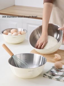 Food Grade 304 Stainless Steel Kitchen Use Dough Mixing Bowl Baking Special Purpose Yeast Fermentation Basin round Shape