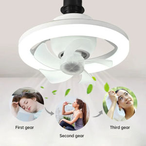 360°Rotating E27 Ceiling Fan with Light Remote Control 3 Speed Dimmable Ceiling Fan for Bedroom Living Room Kitchen 