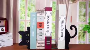 2/4 Pcs Creative Iron Bookend Practical Cat Book Holder Desktop Cute Book End Decorative Books Holders for Reading Enthusiast