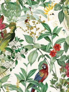 Green Birds and Flowers Background Wall Paper Self-adhesive Waterproof Wallpaper Sticker for Wall of Living Room/Bedroom Decoration