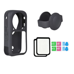 For Insta360 X6 Silicone Case Tempered Glass Screen Protector Protective Lens Cap Housing Cover for Insta360 X6 Accessories