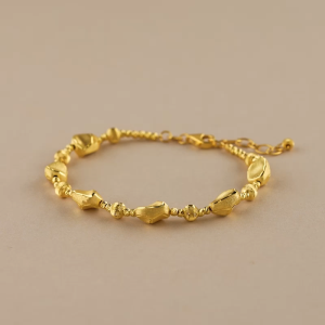 Chow Sang Sang 周生生 999 Pure Gold Essence Irregular-shaped Gold Beads  Bracelet for Women 18cm 96127B Price-by-Weight 8.6g Gold