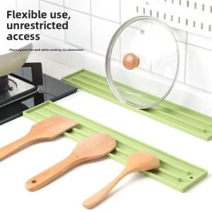 Kitchen Storage Pad Narrow Gap Pot Lid Holder Anti-Slip Drainage Stoveburner Cooking Utensil Mat Multi-Functional Countertop Placement Pad
