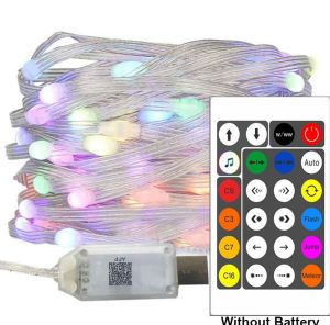 RGBIC Fairy String Lights USB 5V Smart APP Bluetooth Remote Control LED Garland for Christmas Tree Party Home Decoration