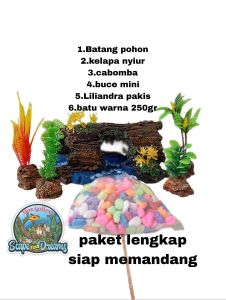 Hiasan Aquascape Hiasan Aquarium Aksesoris Aquarium Paket Lengkap 6in1 siap pakai