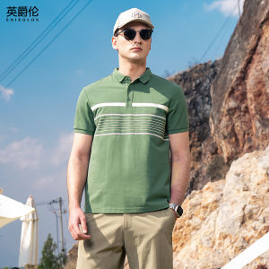 Enjeolon | Silk Luster Cotton High-End Business Casual POLO Shirt Summer Turn-Down Collar