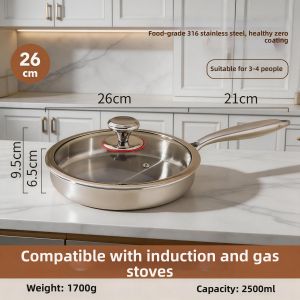 JXIEUM | Non-Stick Coating Free Stainless Steel Frying Pan