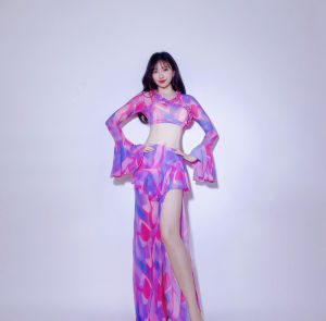 Original Belly Dance Practice ชุดสูท ดอกไม้ยาว กระโปรง เครื่องแต่งกายชุดoriental Dance Showชุด 2024 ใหม่ ดีไซน์