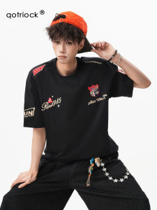 QOTRIOCK | Embroidered Badge Round Neck T-Shirt