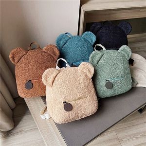 Plush Backpack Cute Little Bear Ear Backpack Parent-child Bag Large Capacity Casual Style Commuting Bag