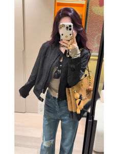 YUEZHONGWEI | American Style Stand-collar Black Zipper Jacket Top