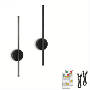 2PC Magnetic Rechargeable 50 Wall Lamp Black Gold For Living Room Bedroom Hallway Study Stairwell Cloakroom Lighting Wiring Free
