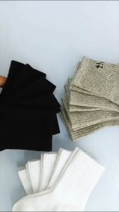 Magic Kids 5 Pairs Cotton Socks Plain Color Black/White/Grey Soft and Comfortable Socks for Boys and Girls 1-12 Years Old