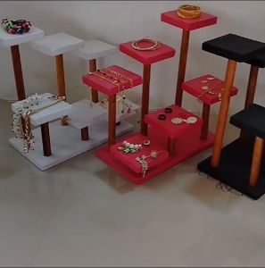 Stand Display kotak Aksesoris Gelang Cincin Termurah Rak Berdiri 6Tihang Pajangan Aksesories Kayu