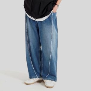 Noforty Project Long Baggy Jeans Pants Curvy Medium Blue