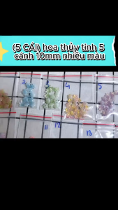 (combo 10 cái)Hoa thủy tinh 5 cánh 10mm nhiều màu Nguyên liệu làm vòng tay handmade Nguyên liệu DIY