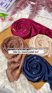ZOE ARISAH Zindya Angeta Chiffon Shawl Sulam Hijab Embroidered Tudung Coquette Chiffon Premium Flowy Muslimah ZOE ARISSA