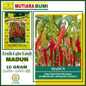 BENIH CABE CABAI RAWIT TIPE MERUNDUK MADUN ISI 10 GRAM (± 1.500 - 1.900 butir benih) CAP MUTIARA BUMI