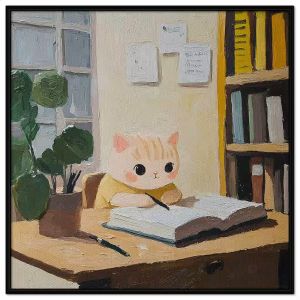 Tranh vẽ góc học tập. Tranh treo tường dán tường sơn dầu tranh trí canvas. CGI-1431