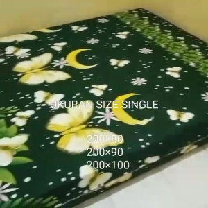 SARUNG KASUR BUSA SIZE SINGLE /COVER BUSA/SEPREI RESLETING /KATUN LOKAL KATUN HALUS LEMBUT TIDAK LUNTUR MOTIF GREEN BUTERFLY PANJANG 200× LEBAR 8090100× TEBAL 5 10152025303540 SSEMUA UKURAN ADA DAN BISA REQUES