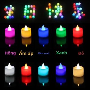 Bộ 50 Đèn LED Nhiều Màu Sắc Kèm Pin - Đèn Tealight Không Lửa Có Công Tắc Dùng Cho Đám Cưới Trang Trí Nhà Cửa Giáng Sinh Mô Phỏng Nến Thật